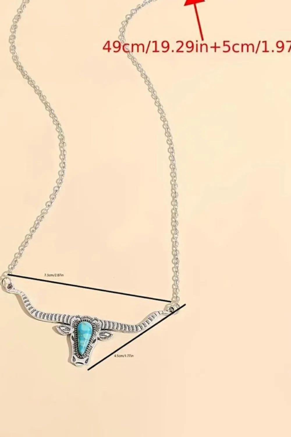 Online Dear-Lover Turquoise Steer Head Pendant Chain Necklace Light Blue