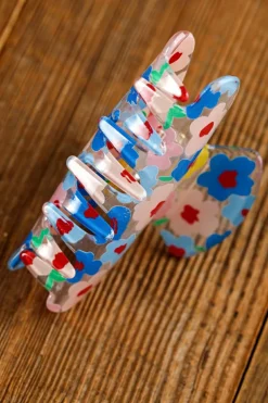 Outlet Dear-Lover Vibrant Flower Print Transparent PVC Hair Clip Light Blue