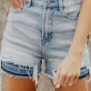 Outlet Dear-Lover Vintage Washed Raw Edge Jean Shorts Light Blue