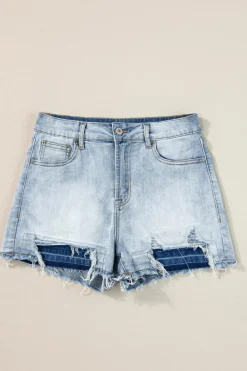 Outlet Dear-Lover Vintage Washed Raw Edge Jean Shorts Light Blue