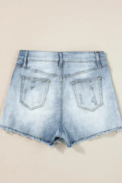 Outlet Dear-Lover Vintage Washed Raw Edge Jean Shorts Light Blue