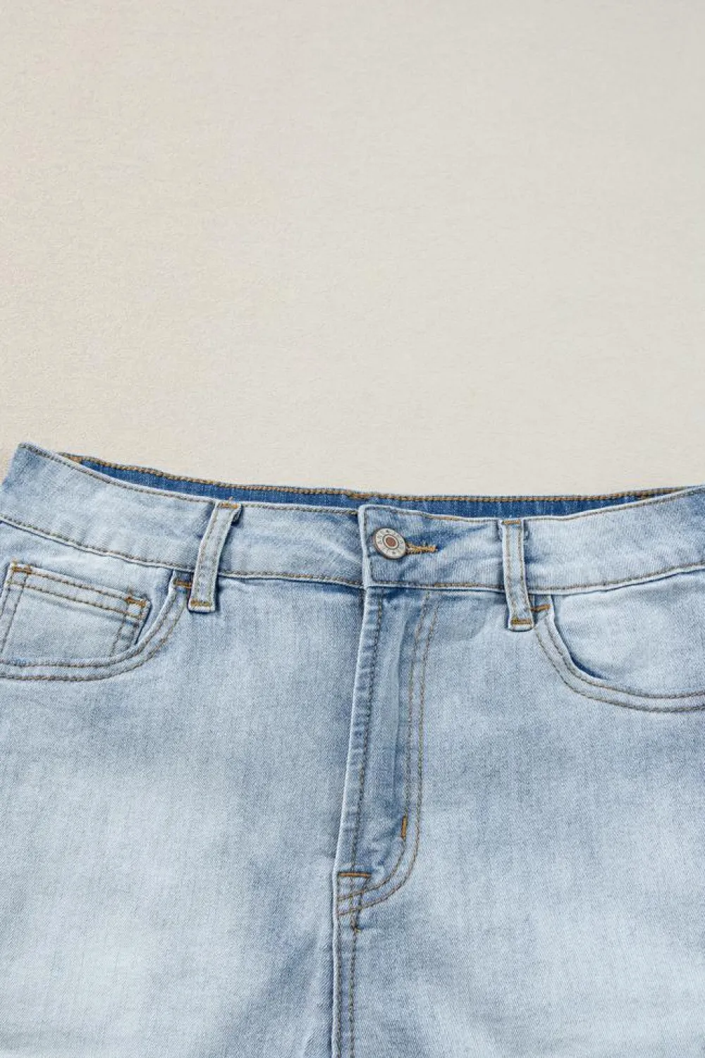 Outlet Dear-Lover Vintage Washed Raw Edge Jean Shorts Light Blue