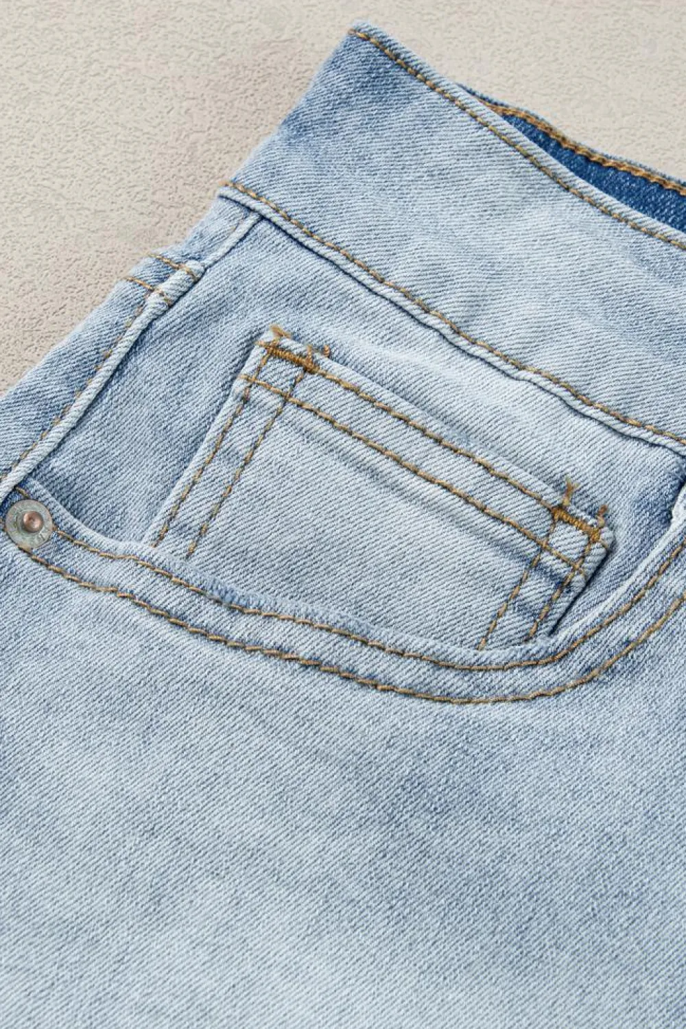 Outlet Dear-Lover Vintage Washed Raw Edge Jean Shorts Light Blue