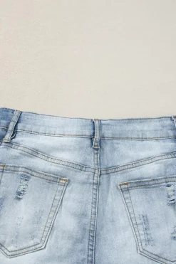 Outlet Dear-Lover Vintage Washed Raw Edge Jean Shorts Light Blue