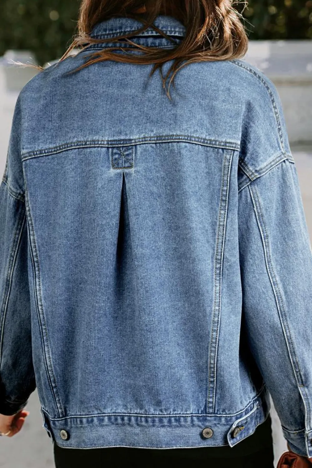 Best Dear-Lover Washed Oversize Pocketed Denim Jacket Light Blue