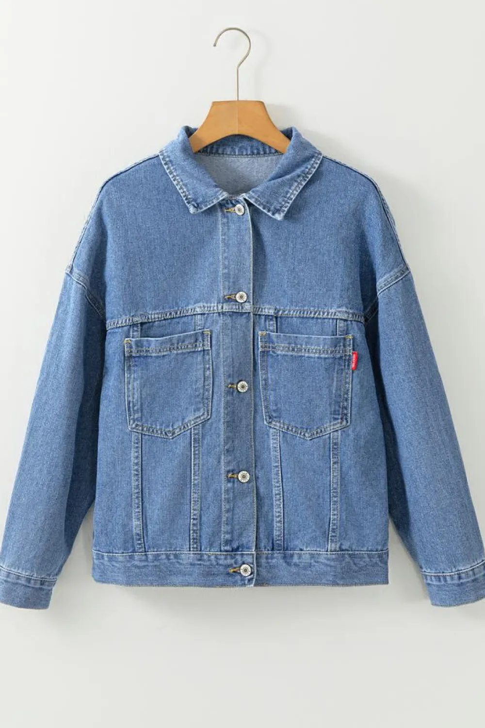 Best Dear-Lover Washed Oversize Pocketed Denim Jacket Light Blue