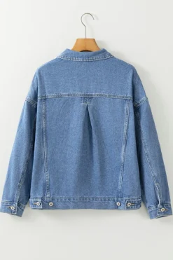 Best Dear-Lover Washed Oversize Pocketed Denim Jacket Light Blue