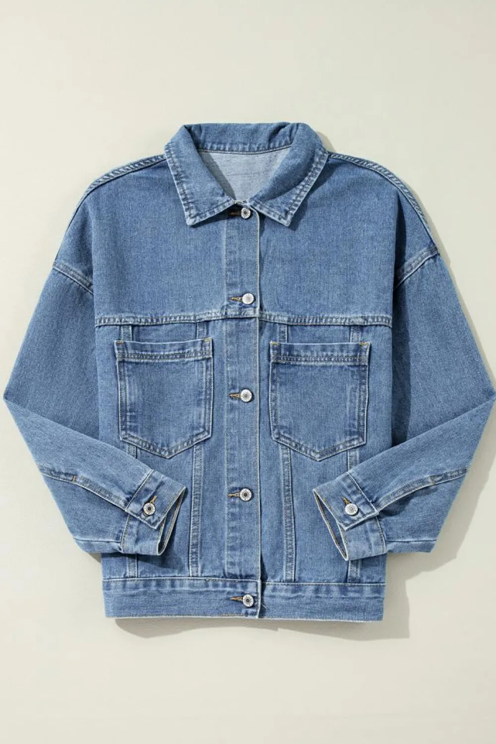 Best Dear-Lover Washed Oversize Pocketed Denim Jacket Light Blue
