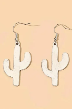 Sale Dear-Lover Western Cactus Alloy Dangle Earrings Light Blue