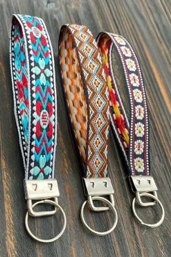 Sale Dear-Lover Western Pattern Knitted Wristband Keychain Light Blue