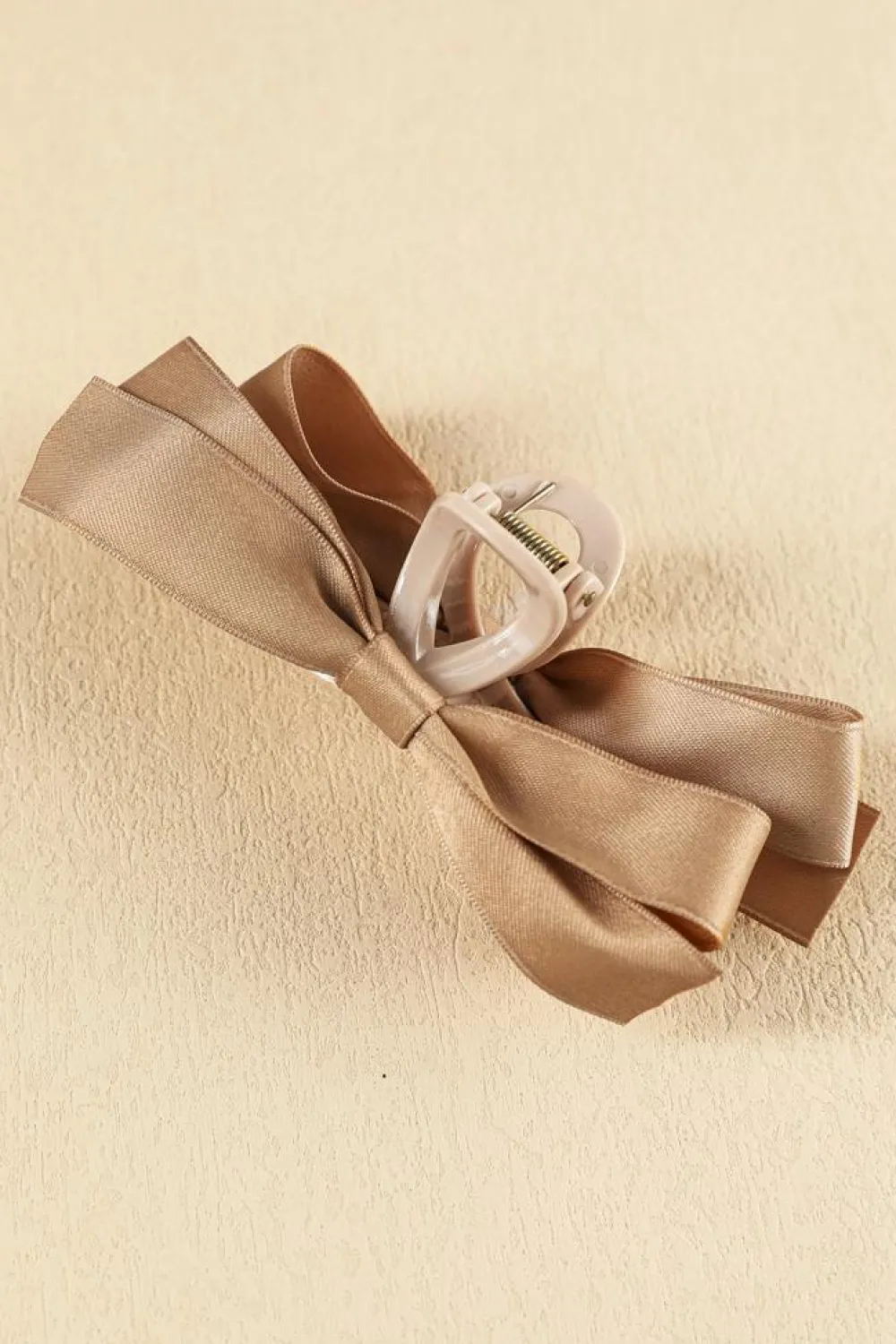 New Dear-Lover Bow Decor Large Hair Claw Clip Light French Beige