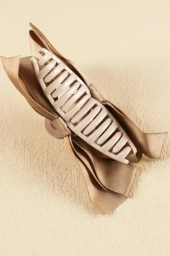 New Dear-Lover Bow Decor Large Hair Claw Clip Light French Beige