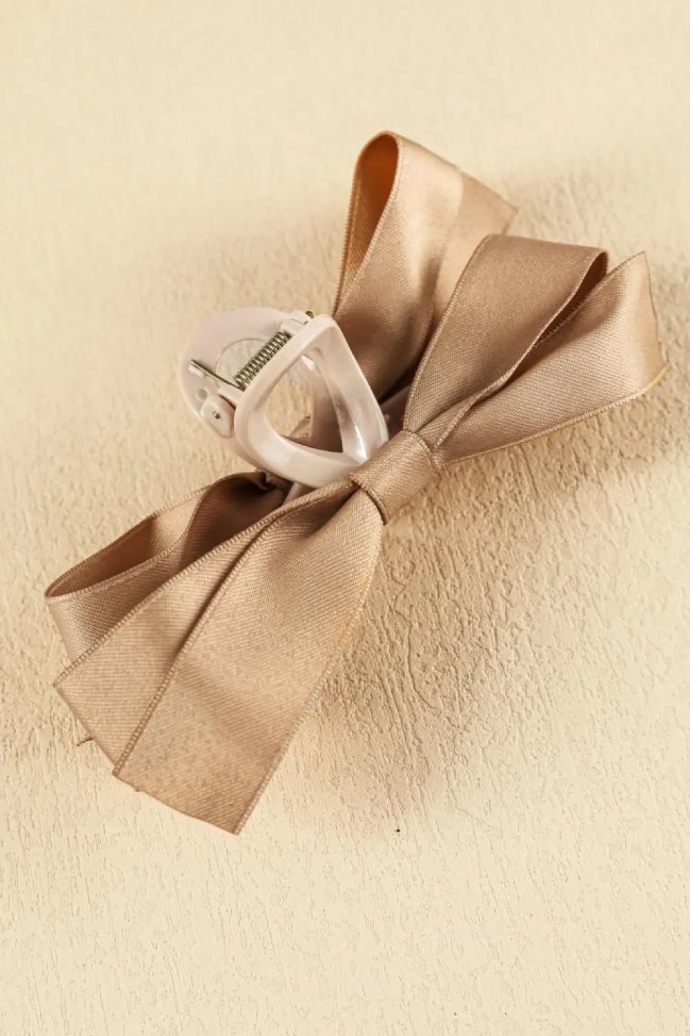 New Dear-Lover Bow Decor Large Hair Claw Clip Light French Beige