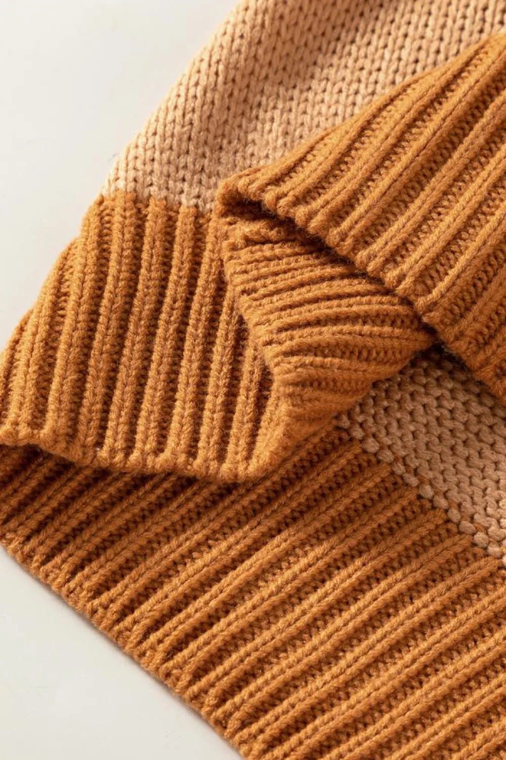 Discount Dear-Lover Color Block Contrast Stitch Oversized Sweater Light French Beige