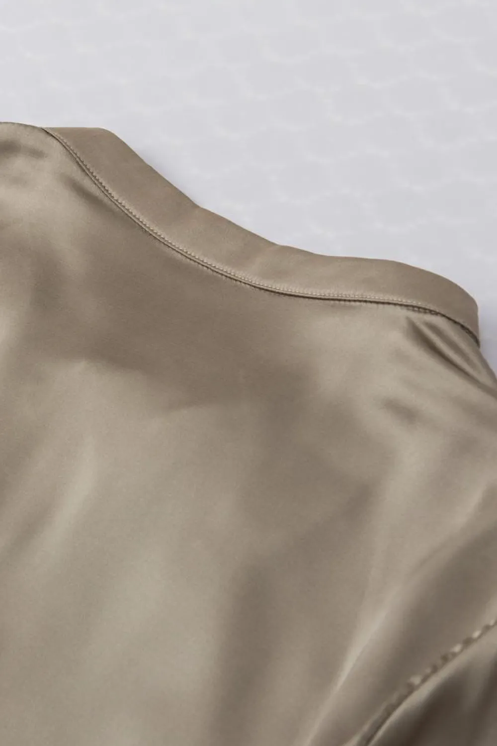 New Dear-Lover Contrast Half Leopard Jacquard Satin Blouse Light French Beige