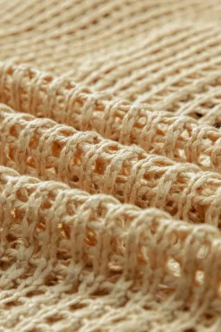 Sale Dear-Lover Crochet Flower Hollow-out Sweater T Shirt Light French Beige