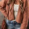 New Dear-Lover Drop Shoulder Open Front Cropped Cardigan Light French Beige