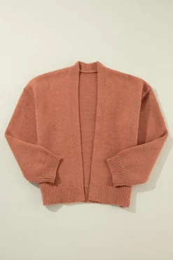 New Dear-Lover Drop Shoulder Open Front Cropped Cardigan Light French Beige