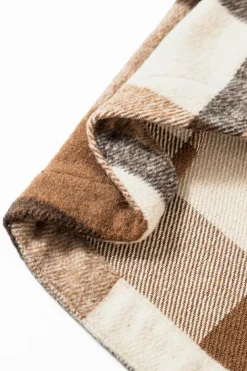 New Dear-Lover Flannel Plaid Double Flap Pocket Shacket Light French Beige