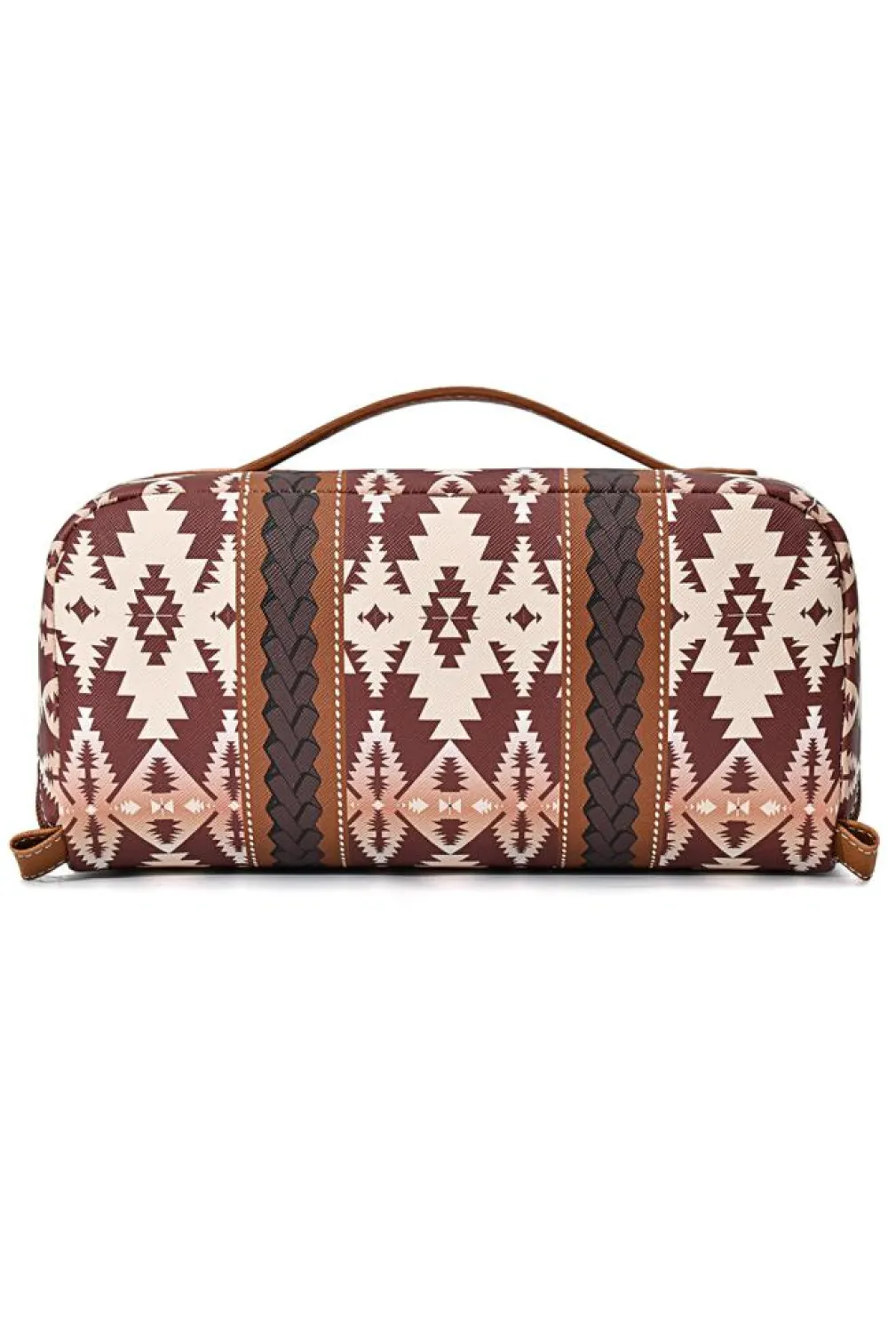 Discount Dear-Lover Geometric Braided Print Makeup Bag with Handle Light French Beige