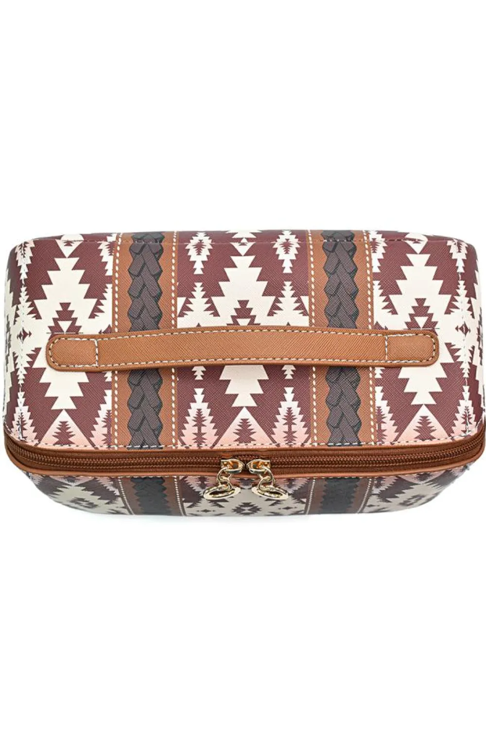 Discount Dear-Lover Geometric Braided Print Makeup Bag with Handle Light French Beige