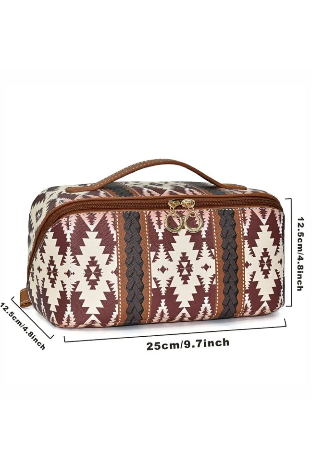Discount Dear-Lover Geometric Braided Print Makeup Bag with Handle Light French Beige