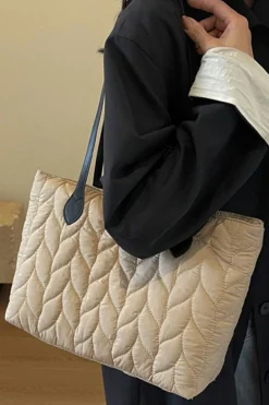 Outlet Dear-Lover Leafy Quilted Fashion One Shoulder Bag Light French Beige