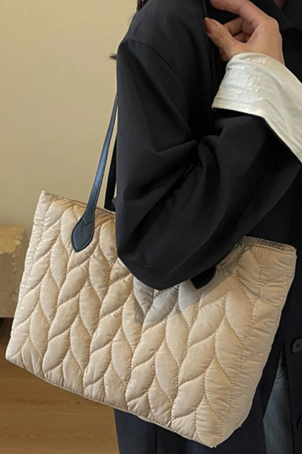 Outlet Dear-Lover Leafy Quilted Fashion One Shoulder Bag Light French Beige