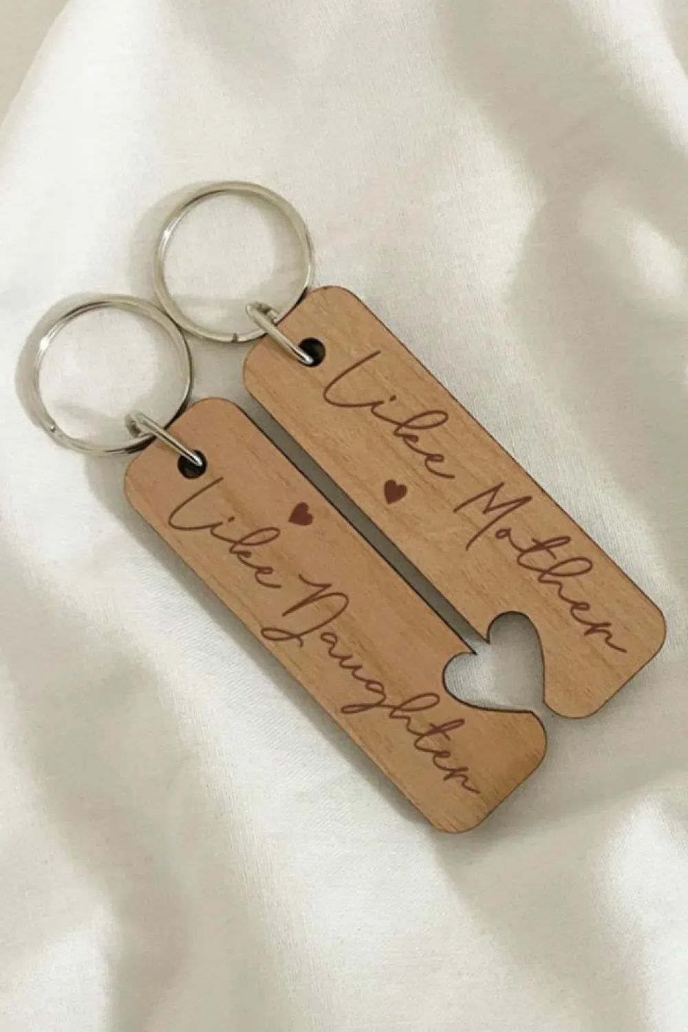 Clearance Dear-Lover Like Mother Like Daughter Wooden Pendent with Self-assembled Key Ring Light French Beige