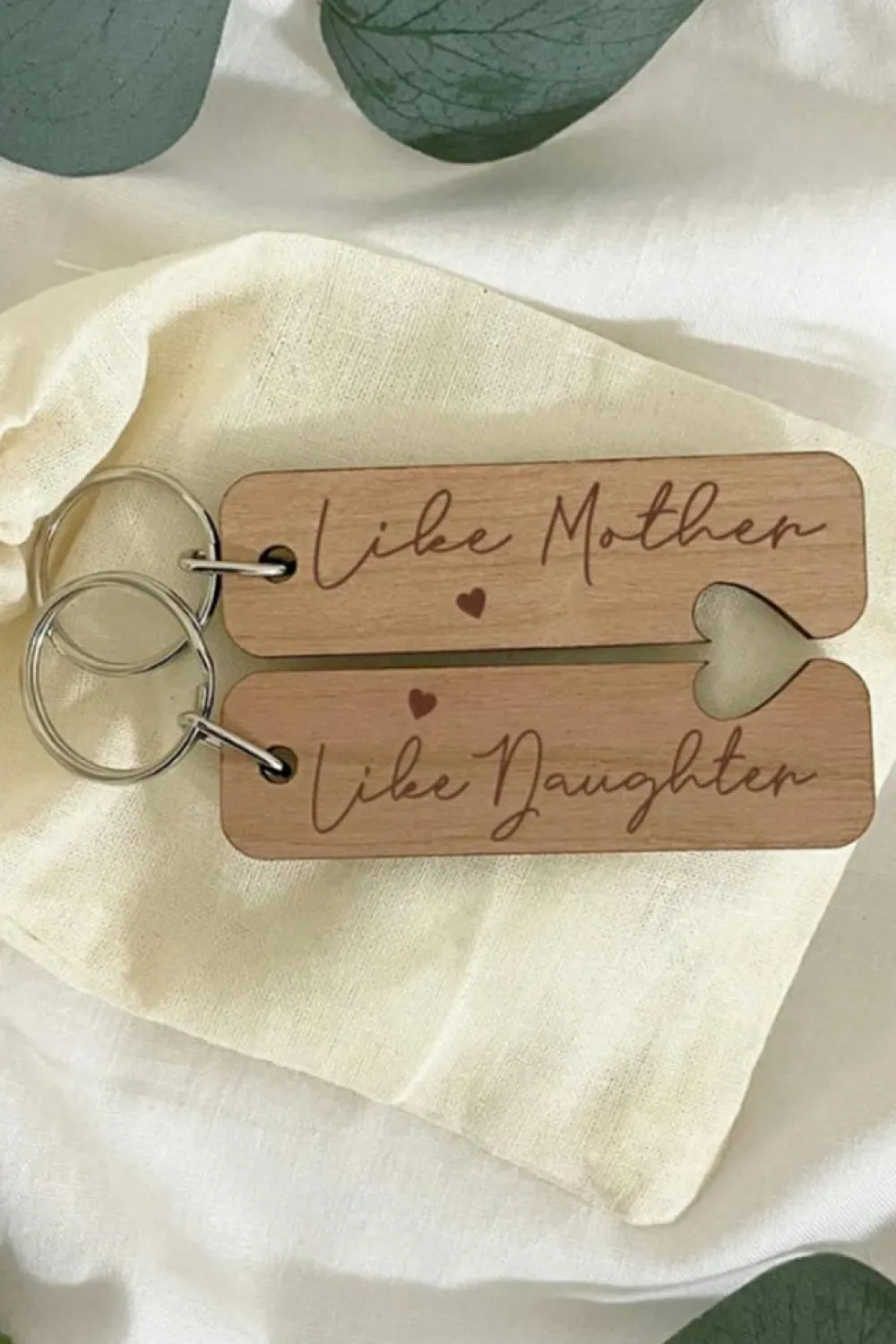 Clearance Dear-Lover Like Mother Like Daughter Wooden Pendent with Self-assembled Key Ring Light French Beige