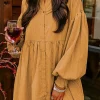 New Dear-Lover Loose Bishop Sleeve Shirt Dress Light French Beige