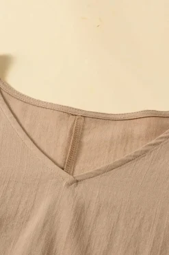 Online Dear-Lover Loose Ruffled V Neck Blouse Light French Beige