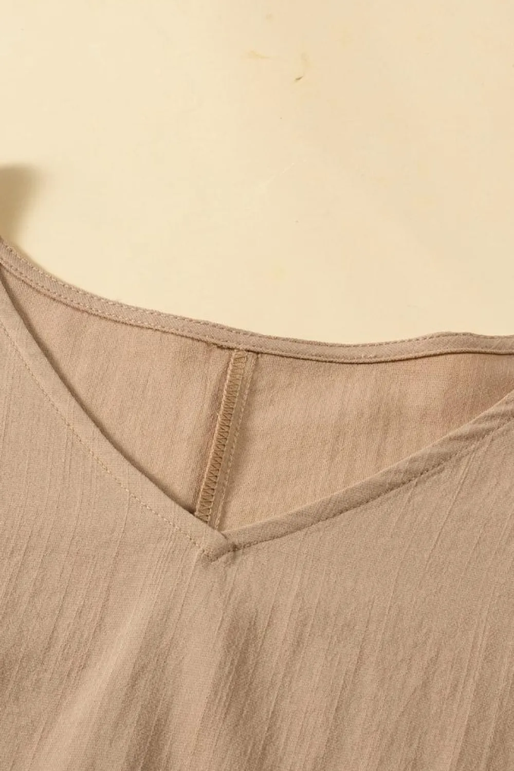 Online Dear-Lover Loose Ruffled V Neck Blouse Light French Beige