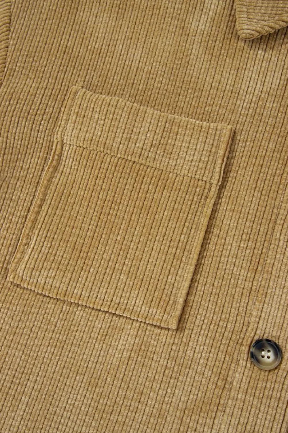 Best Dear-Lover Patched Pocket Button Up Corduroy Shacket Light French Beige