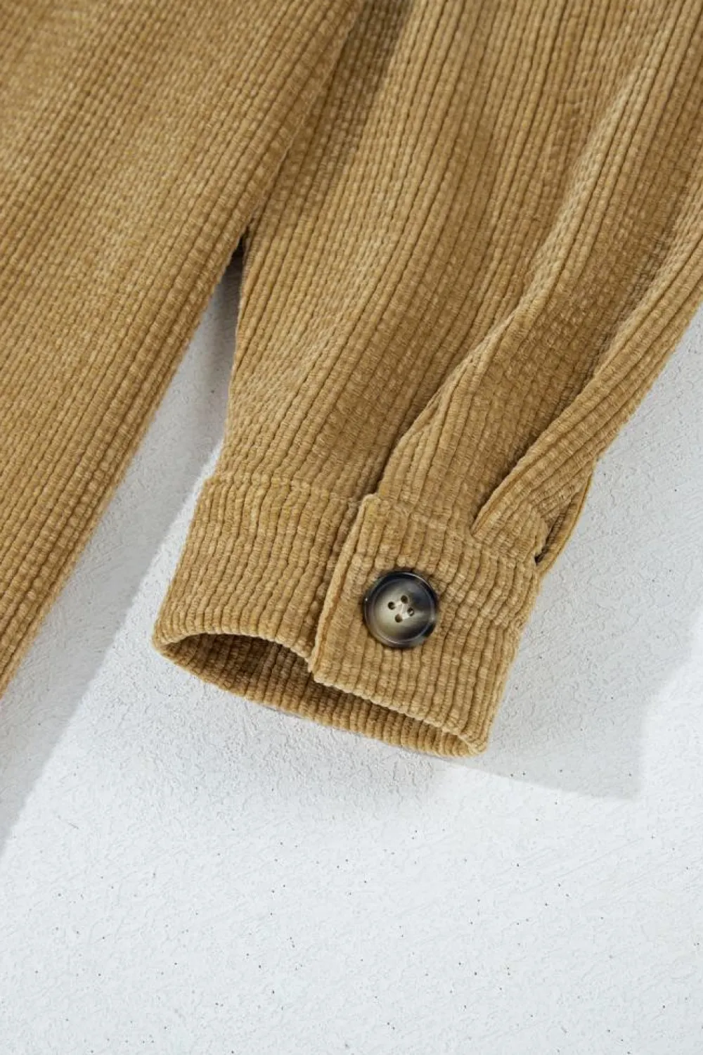 Best Dear-Lover Patched Pocket Button Up Corduroy Shacket Light French Beige