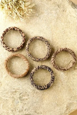 Outlet Dear-Lover 5Pcs/Set Animal Pattern High Elastic Hair Tie Light French Beige