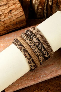 Outlet Dear-Lover 5Pcs/Set Animal Pattern High Elastic Hair Tie Light French Beige