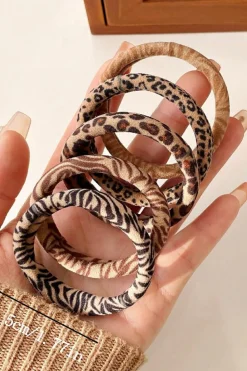 Outlet Dear-Lover 5Pcs/Set Animal Pattern High Elastic Hair Tie Light French Beige