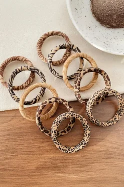 Outlet Dear-Lover 5Pcs/Set Animal Pattern High Elastic Hair Tie Light French Beige