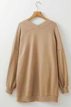 Best Dear-Lover Ribbed Edge Exposed Seam Knit Cardigan with Pockets Light French Beige