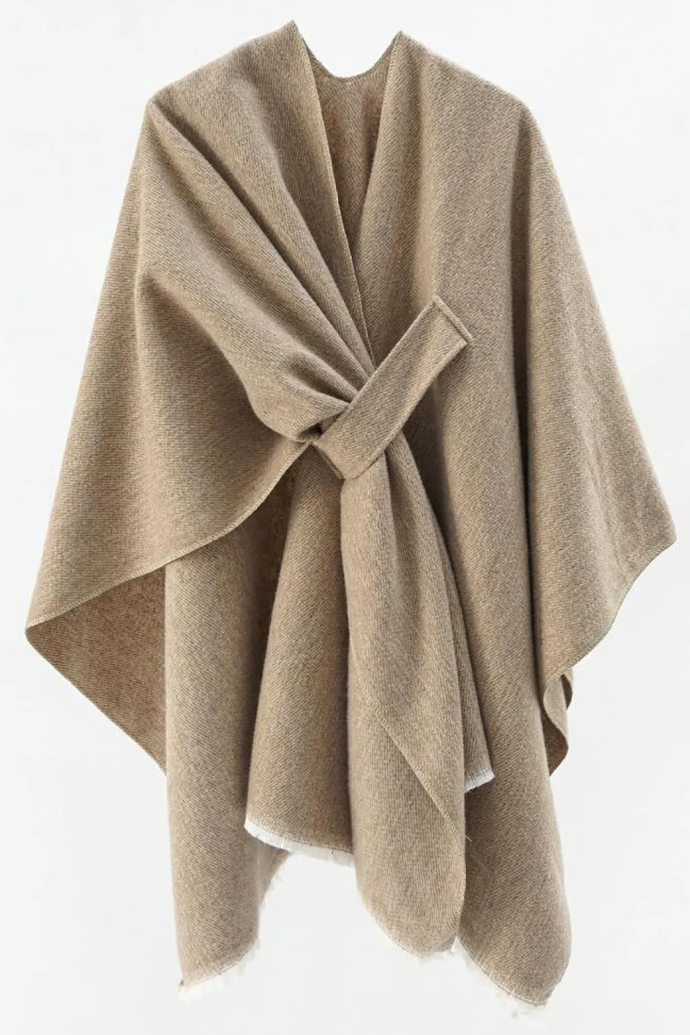 Clearance Dear-Lover Solid Wrap Cross Front Large Warm Shawl Light French Beige