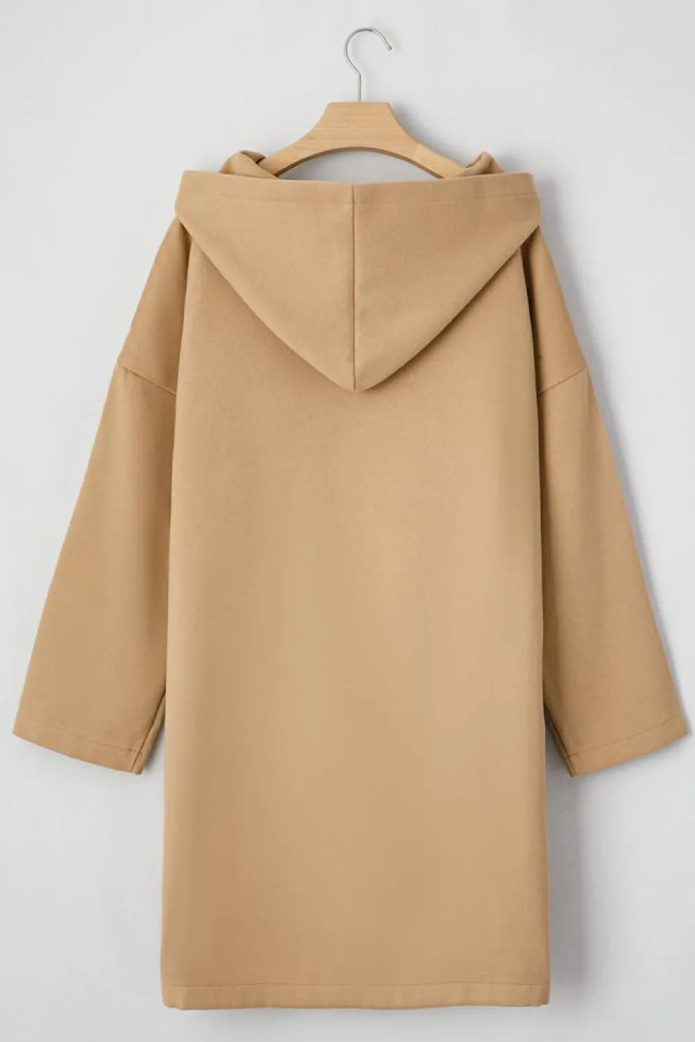 Online Dear-Lover Solid Color Casual Zip up Hooded Coat Light French Beige