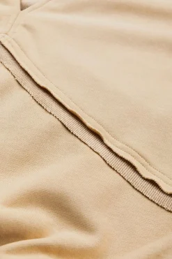 Clearance Dear-Lover Solid Color Lattice Hollow Out Back Sweatshirt Light French Beige