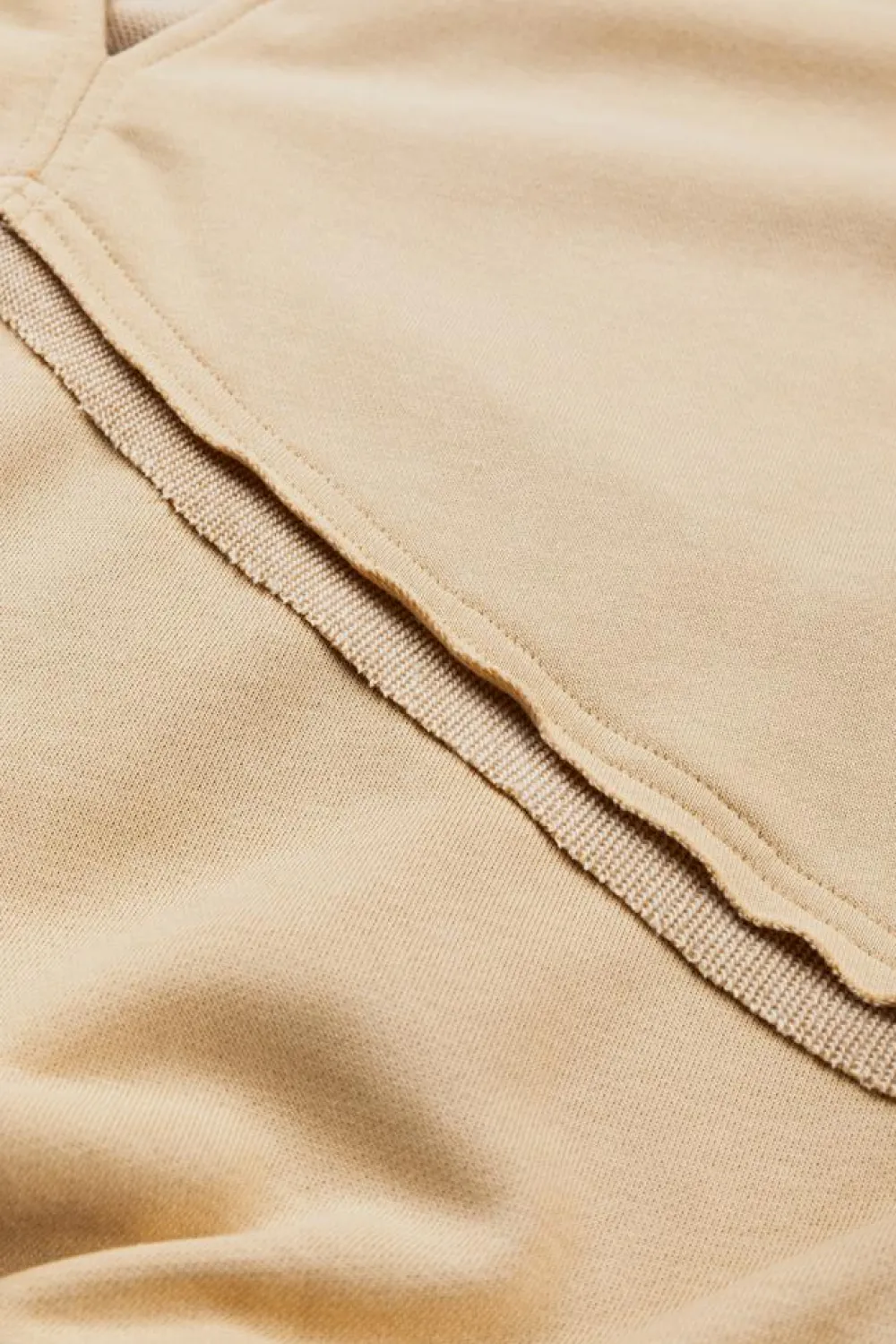Clearance Dear-Lover Solid Color Lattice Hollow Out Back Sweatshirt Light French Beige