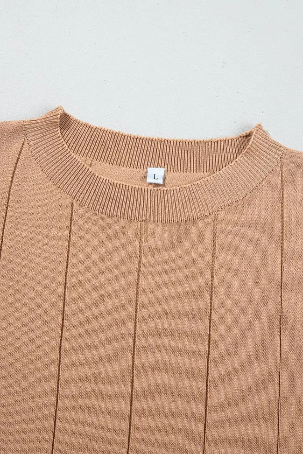 Discount Dear-Lover Striped Crew Neck Sweater T-shirt Light French Beige