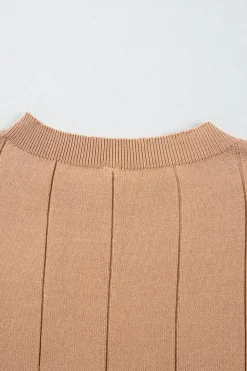 Discount Dear-Lover Striped Crew Neck Sweater T-shirt Light French Beige