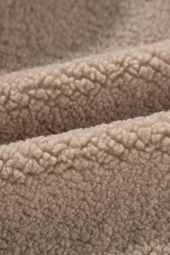 New Dear-Lover Zipper Pocketed Winter Fuzzy Jacket Light French Beige