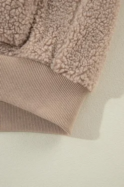 New Dear-Lover Zipper Pocketed Winter Fuzzy Jacket Light French Beige