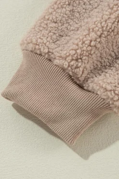 New Dear-Lover Zipper Pocketed Winter Fuzzy Jacket Light French Beige