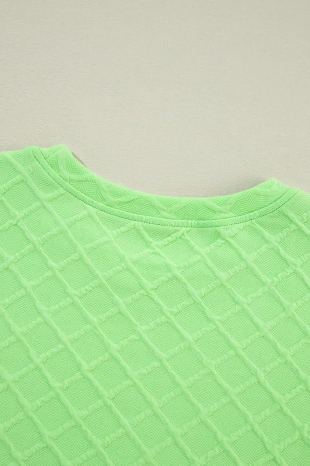 Outlet Dear-Lover Checkered Textured Tee and Drawstring Shorts Light Green